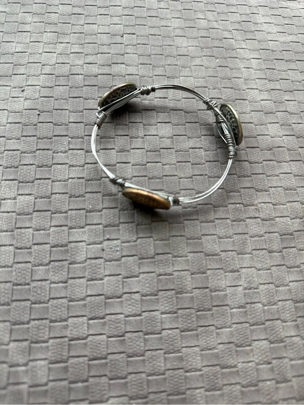 Silver Hammered Oval wired Bangle Bracelet